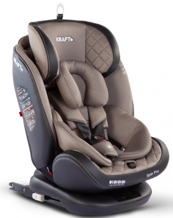 Kraft Spin Pro Isofix 360 Derece Dönen Yatabilen Yükseklik Ayarlı Sürüş Yönü Oto Koltuğu Kahverengi