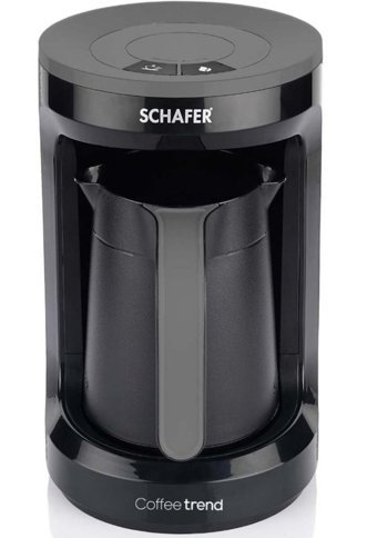 Schafer Coffee Trend Tek Hazneli Otomatik 4 Fincan Közde Kahve Tadında 600 W Siyah Türk Kahvesi Makinesi