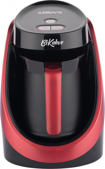 Stilevs BiKahve Tek Hazneli Otomatik 4 Fincan Akıllı 600 W Mat Kırmızı Türk Kahvesi Makinesi