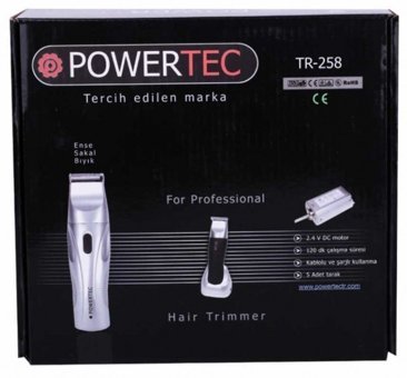 Powertec TR-258 Saç Sakal ve Ense 5 Başlıklı Çok Amaçlı Kuru Kablosuz Gri Tıraş Makinesi
