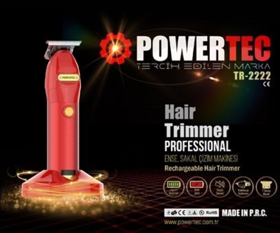 Powertec TR-2222 Saç Sakal ve Ense 3 Başlıklı Kablosuz Tıraş Makinesi