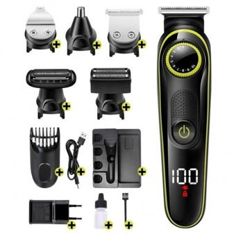 Egonex 5in1 Saç Sakal Vücut Ense Kulak ve Burun 4 Başlıklı Çok Amaçlı Ayarlanabilir Başlık Kablosuz Tıraş Makinesi