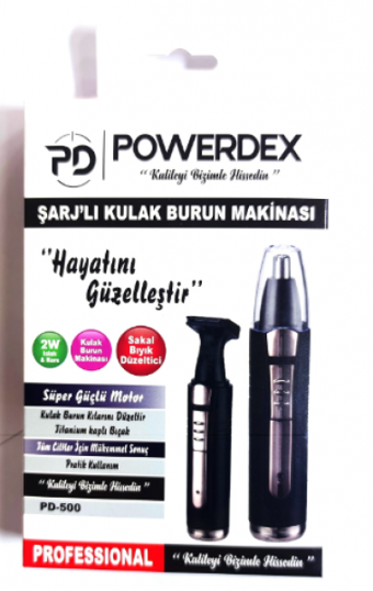 PowerDex PD-500 Yüz Kulak ve Burun Çift Başlıklı Çok Amaçlı Kablosuz Tıraş Makinesi