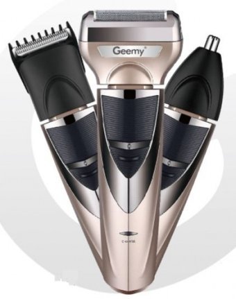 Geemy GM-6566 Saç Sakal Ense Kulak ve Burun 3 Başlıklı Çok Amaçlı Islak Kablosuz Tıraş Makinesi