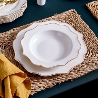 Neva Lilyum Romantik N3244 28 Parça 6 Kişilik Desenli Porselen Yuvarlak Yemek Takımı