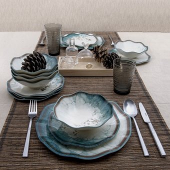 Güral Porselen Nesrin R1341 24 Parça 6 Kişilik Desenli Porselen Yuvarlak Yemek Takımı