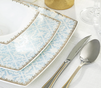 Karaca Fine Pearl Contour 62 Parça 12 Kişilik Desenli Fine Pearl Kare Yemek Takımı