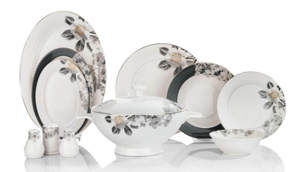 Schafer Lisa ALT04 60 Parça 12 Kişilik Desenli Bone China Yuvarlak Yemek Takımı