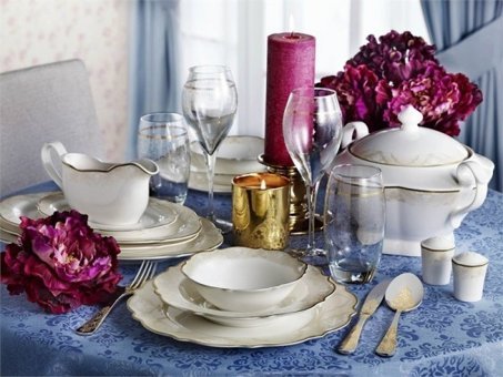 Pierre Cardin Grace 86 Parça 12 Kişilik Desenli Porselen Yuvarlak Yemek Takımı