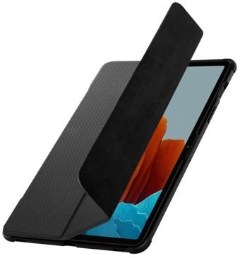 Spigen Galaxy Tab S7 12.4 inç Termoplastik Poliüretan Siyah Kapaklı Tablet Kılıfı