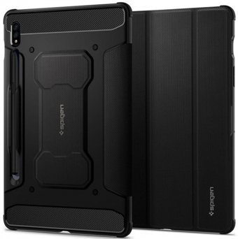 Spigen Galaxy Tab S7 12.4 inç Termoplastik Poliüretan Siyah Kapaklı Tablet Kılıfı