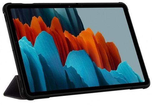 Spigen Galaxy Tab S7 12.4 inç Termoplastik Poliüretan Siyah Kapaklı Tablet Kılıfı