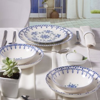 Güral Porselen Atina GBSATN24Y4R1654 24 Parça 6 Kişilik Desenli Porselen Yuvarlak Yemek Takımı
