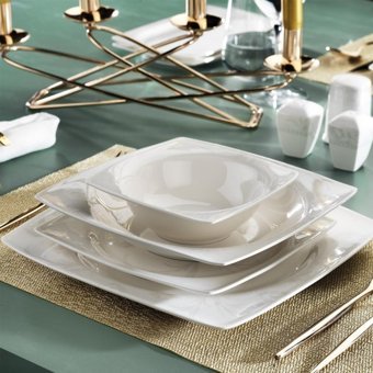 Schafer Beth BYZ03 56 Parça 12 Kişilik Desenli Porselen Kare Yemek Takımı
