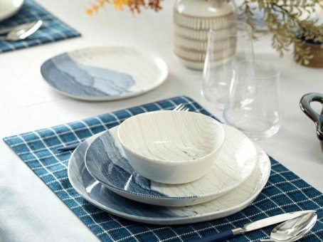 English Home Silent Sea 16 Parça 4 Kişilik Desenli Porselen Yuvarlak Yemek Takımı