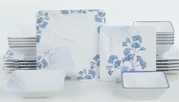 Keramika Hezaren 24 Parça 6 Kişilik Desenli Stoneware Kare Yemek Takımı