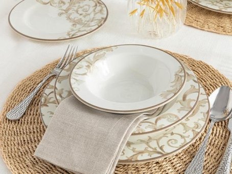 English Home Royal Blend 24 Parça 6 Kişilik Desenli Porselen Yuvarlak Yemek Takımı