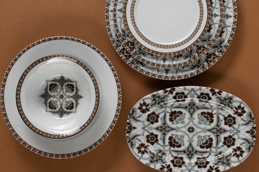 Porland Hüma 32 Parça 6 Kişilik Desenli Porselen Yuvarlak Yemek Takımı