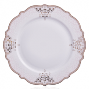 Korkmaz Eliza Collection A8243 60 Parça 12 Kişilik Desenli Kemik Tozu Yuvarlak Yemek Takımı
