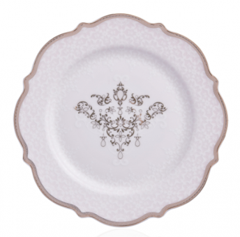 Korkmaz Eliza Collection A8243 60 Parça 12 Kişilik Desenli Kemik Tozu Yuvarlak Yemek Takımı
