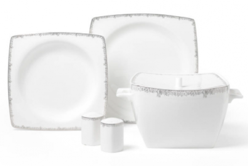 Korkmaz Bone Selection A8424 60 Parça 12 Kişilik Desenli Bone Kare Yemek Takımı