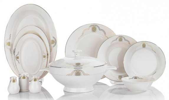 Schafer Lisa ALT03 60 Parça 12 Kişilik Desenli Bone China Yuvarlak Yemek Takımı