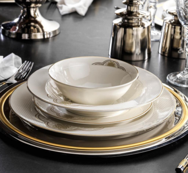 Schafer Lisa ALT03 60 Parça 12 Kişilik Desenli Bone China Yuvarlak Yemek Takımı