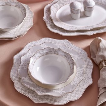 Neva Berry Romantik N3245 28 Parça 6 Kişilik Desenli Porselen Yuvarlak Yemek Takımı