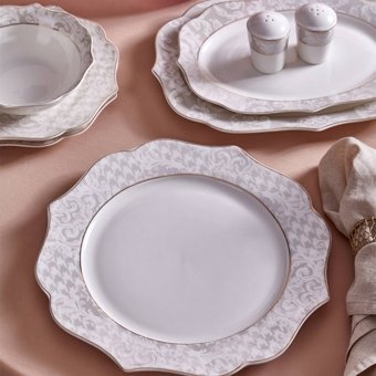 Neva Berry Romantik N3245 28 Parça 6 Kişilik Desenli Porselen Yuvarlak Yemek Takımı