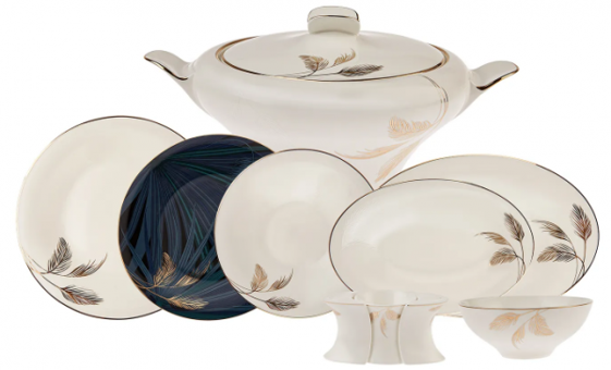 Karaca Fine Pearl Extra Selva 62 Parça 12 Kişilik Desenli Fine Pearl Kare Yemek Takımı