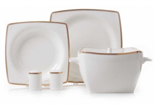 Korkmaz Bone Selection A8438 60 Parça 12 Kişilik Desenli Bone Kare Yemek Takımı