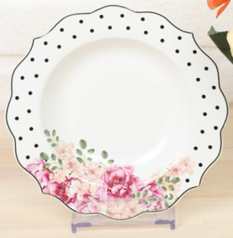 Pink&More Rose 24 Parça 6 Kişilik Desenli Porselen Yuvarlak Yemek Takımı