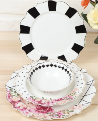 Pink&More Rose 24 Parça 6 Kişilik Desenli Porselen Yuvarlak Yemek Takımı