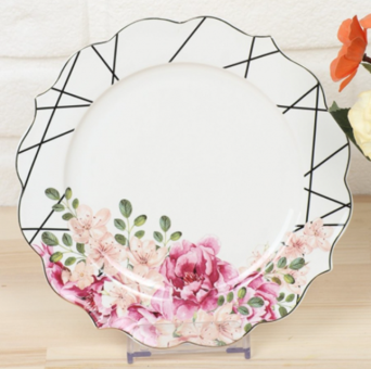 Pink&More Rose 24 Parça 6 Kişilik Desenli Porselen Yuvarlak Yemek Takımı
