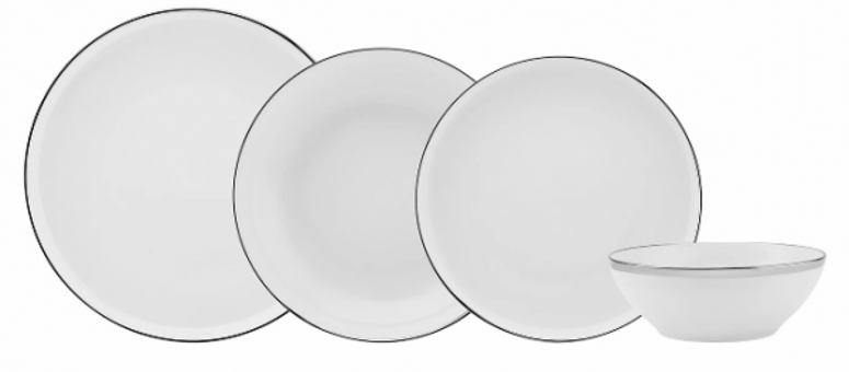 Karaca Streamline Eclipse Platin 24 Parça 6 Kişilik Desenli Porselen Yuvarlak Yemek Takımı