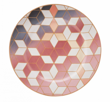 Karaca Cubes 24 Parça 6 Kişilik Desenli Porselen Yuvarlak Yemek Takımı
