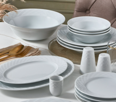 Güral Porselen Alfa ALF36YS100 36 Parça 6 Kişilik Desenli Porselen Yuvarlak Yemek Takımı