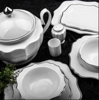 Aryıldız Silver AR34001 60 Parça 12 Kişilik Desenli Porselen Yuvarlak Yemek Takımı