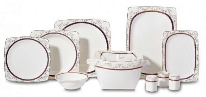 Korkmaz Bone A8434 60 Parça 12 Kişilik Desenli Porselen Yuvarlak Yemek Takımı