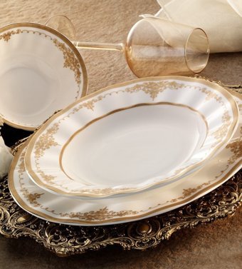 Aryıldız AR 30056 83 Parça 12 Kişilik Desenli Bone China Yuvarlak Yemek Takımı