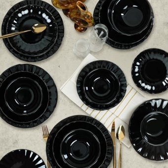 Keramika Shizen Sirius 24 Parça 6 Kişilik Desenli Stoneware Yuvarlak Yemek Takımı