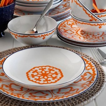 Kütahya Porselen 596619 24 Parça 6 Kişilik Desenli Porselen Yuvarlak Yemek Takımı