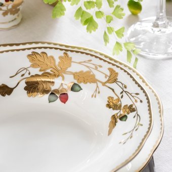 Jumbo Golden Butterfly 60 Parça 12 Kişilik Desenli Bone Yuvarlak Yemek Takımı