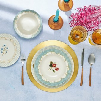 Emsan Ebru 24 Parça 6 Kişilik Desenli Porselen Yuvarlak Yemek Takımı
