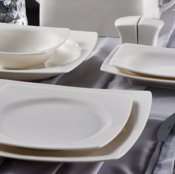 Güral Porselen Caroline 6117 62 Parça 12 Kişilik Desenli Porselen Kare Yemek Takımı