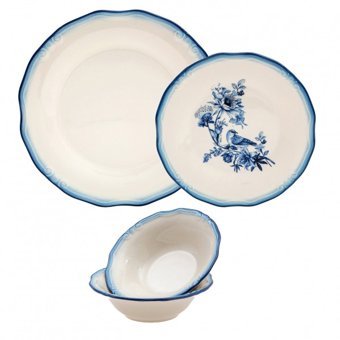Jumbo Vintage 12 Parça 4 Kişilik Desenli Porselen Yuvarlak Yemek Takımı