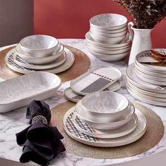Neva Berry N3255 27 Parça 6 Kişilik Desenli Porselen Yuvarlak Yemek Takımı