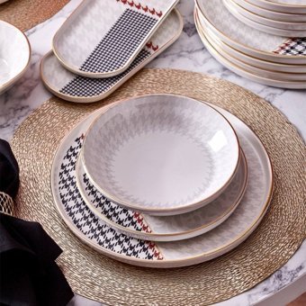 Neva Berry N3255 27 Parça 6 Kişilik Desenli Porselen Yuvarlak Yemek Takımı