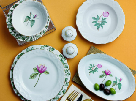 Porland Flower 34 Parça 6 Kişilik Desenli Porselen Yuvarlak Yemek Takımı