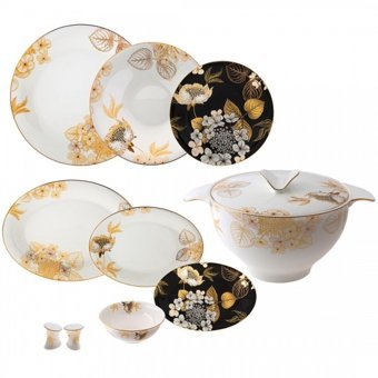 Jumbo Gardenia 61 Parça 12 Kişilik Desenli Yuvarlak Yemek Takımı
